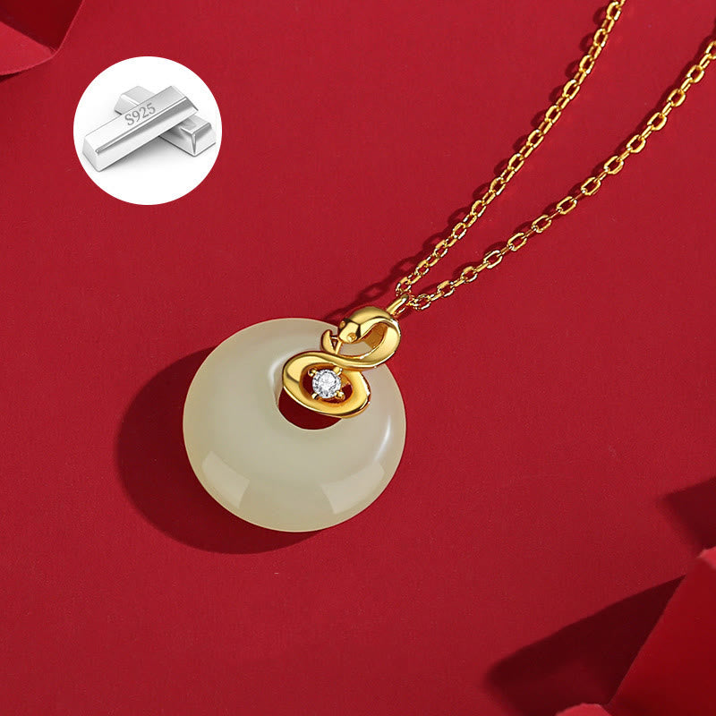 Hetian Jade Peace Buckle Snake Necklace