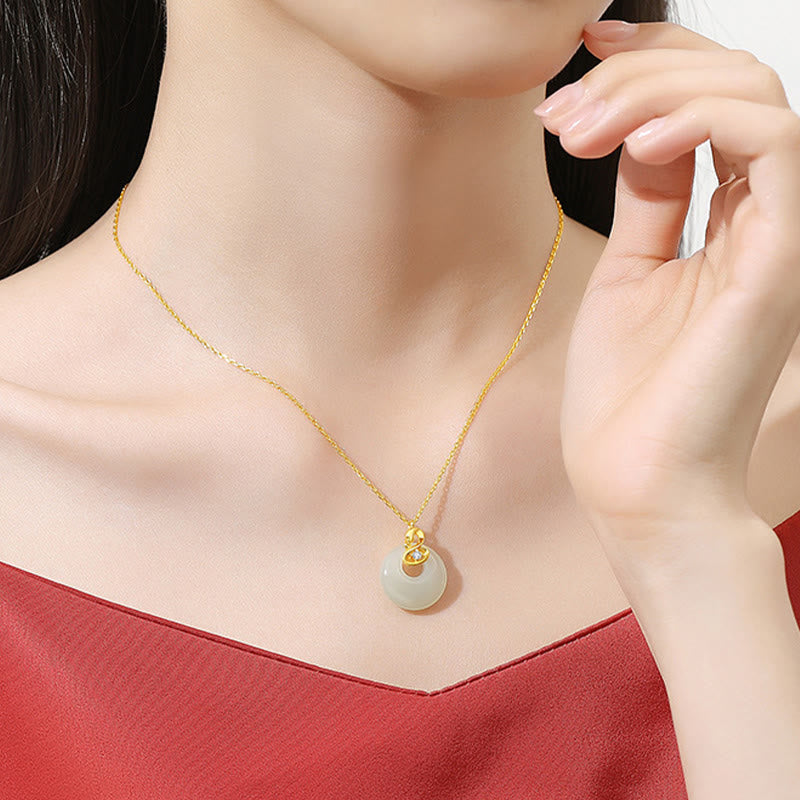 Hetian Jade Peace Buckle Snake Necklace