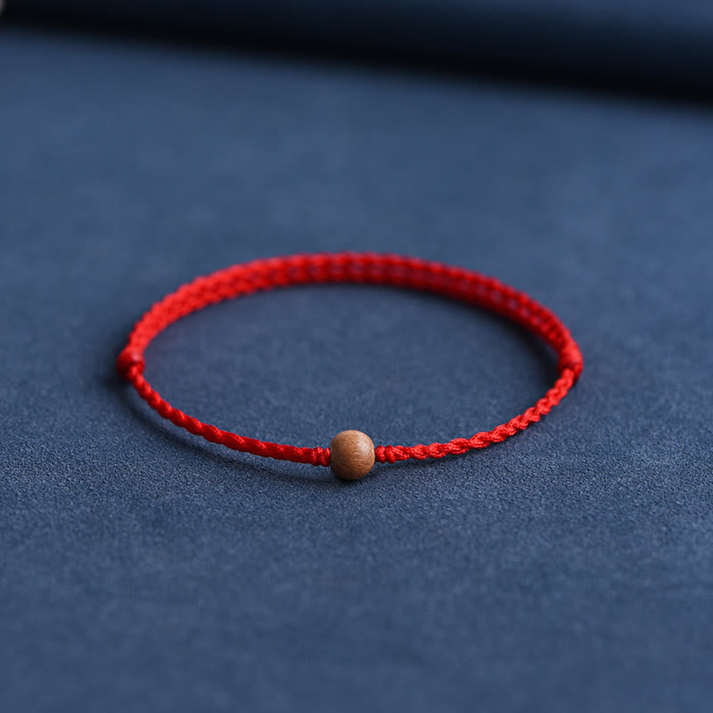 6mm Peach Wood Red String Protection Bracelet