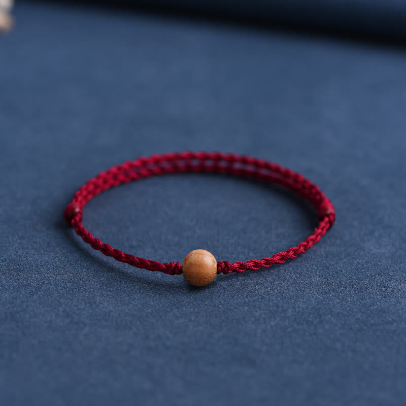 6mm Peach Wood Red String Protection Bracelet