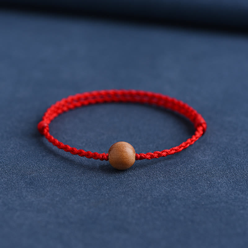 6mm Peach Wood Red String Protection Bracelet