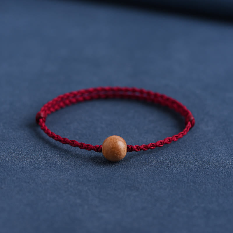 6mm Peach Wood Red String Protection Bracelet