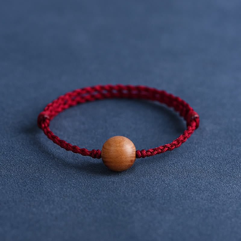 6mm Peach Wood Red String Protection Bracelet