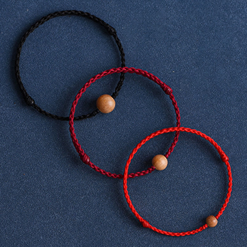 6mm Peach Wood Red String Protection Bracelet