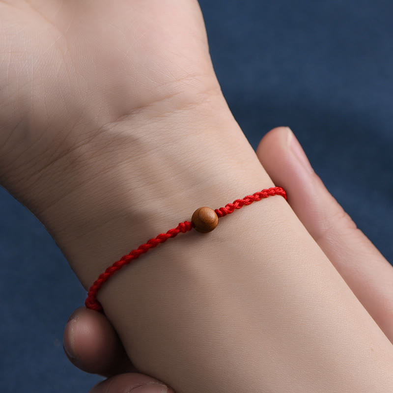6mm Peach Wood Red String Protection Bracelet