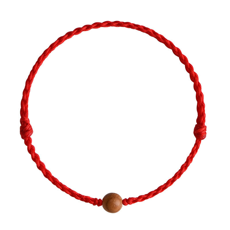 6mm Peach Wood Red String Protection Bracelet