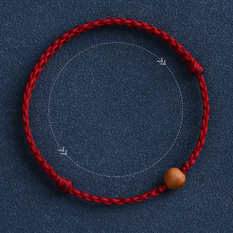 6mm Peach Wood Red String Protection Bracelet