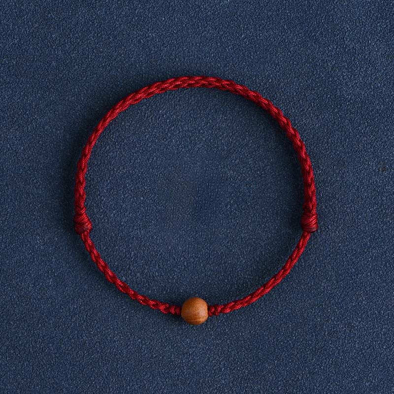 6mm Peach Wood Red String Protection Bracelet
