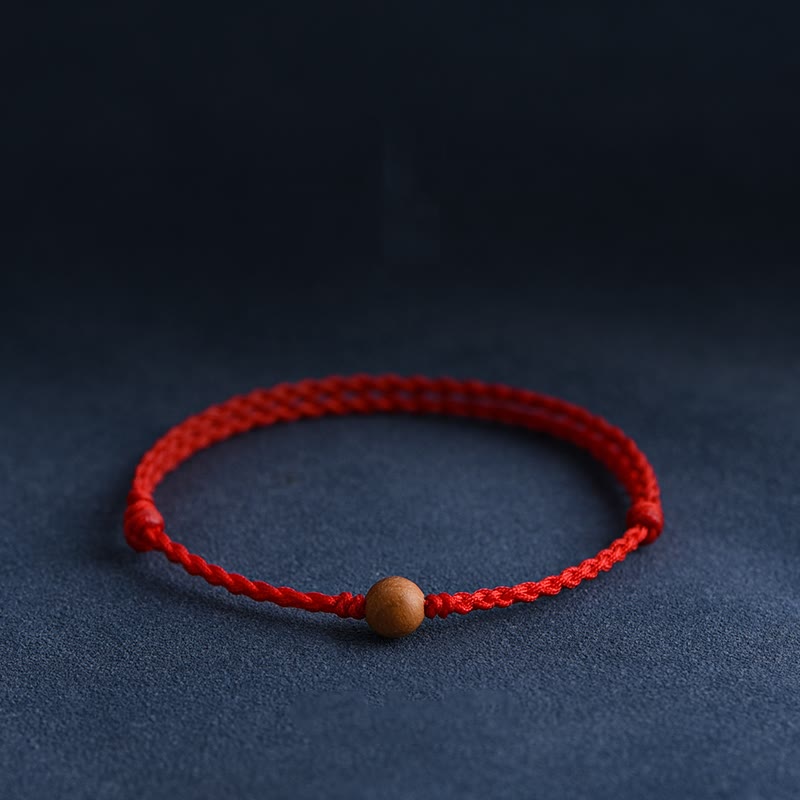 6mm Peach Wood Red String Protection Bracelet