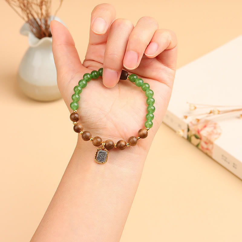 7mm Agarwood Green Chalcedony Zakiram Wealth Bracelet