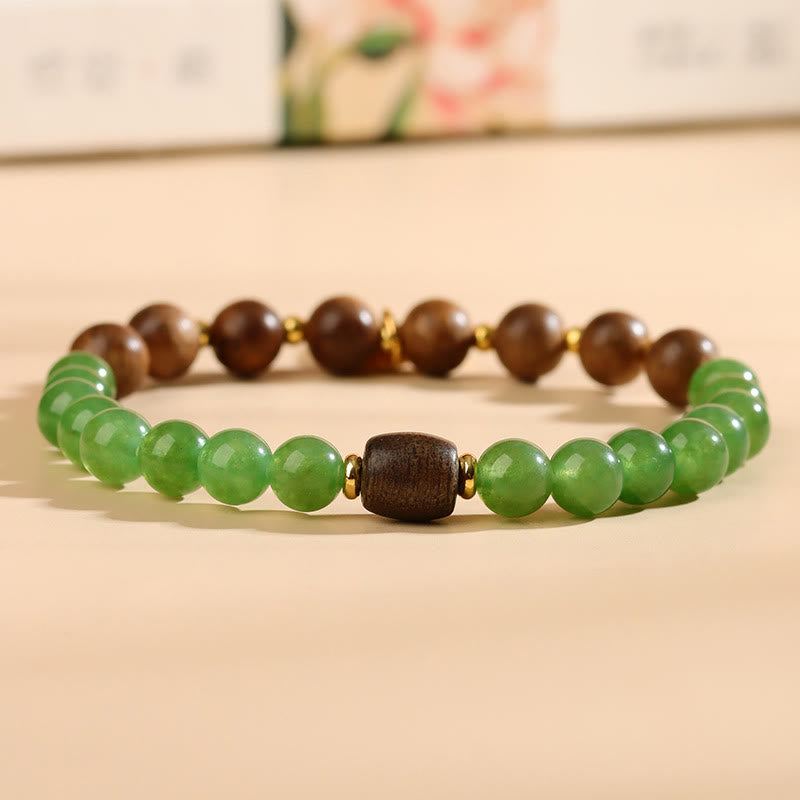 7mm Agarwood Green Chalcedony Zakiram Wealth Bracelet