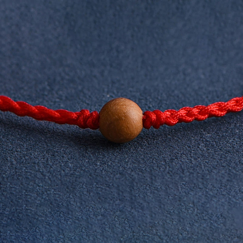 6mm Peach Wood Red String Protection Bracelet