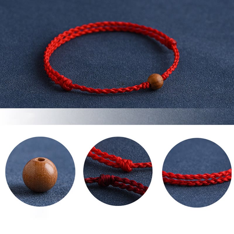 6mm Peach Wood Red String Protection Bracelet