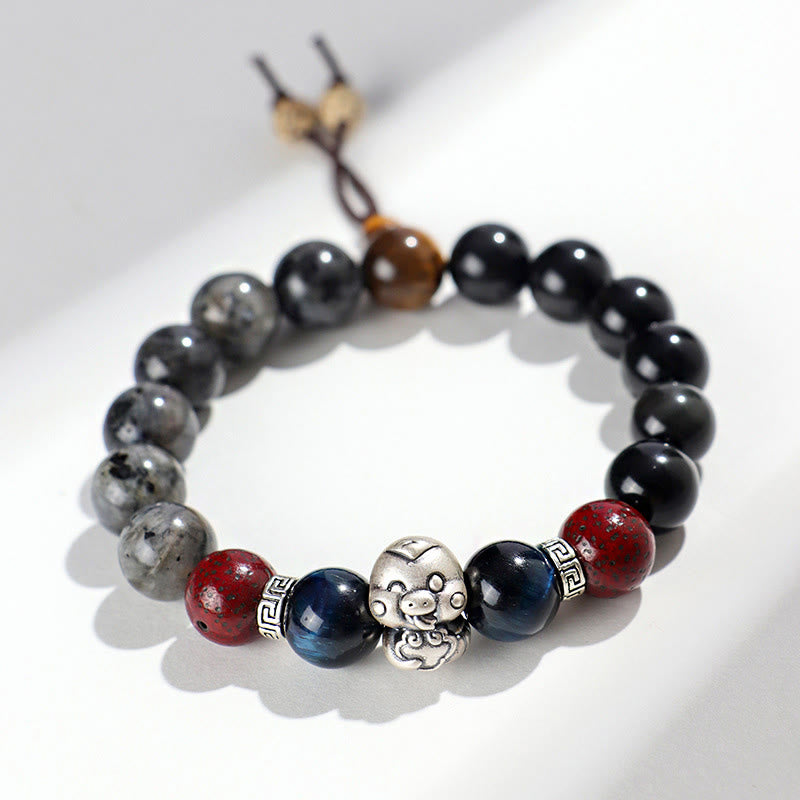 Black Onyx Fu Character Protection Bracelet