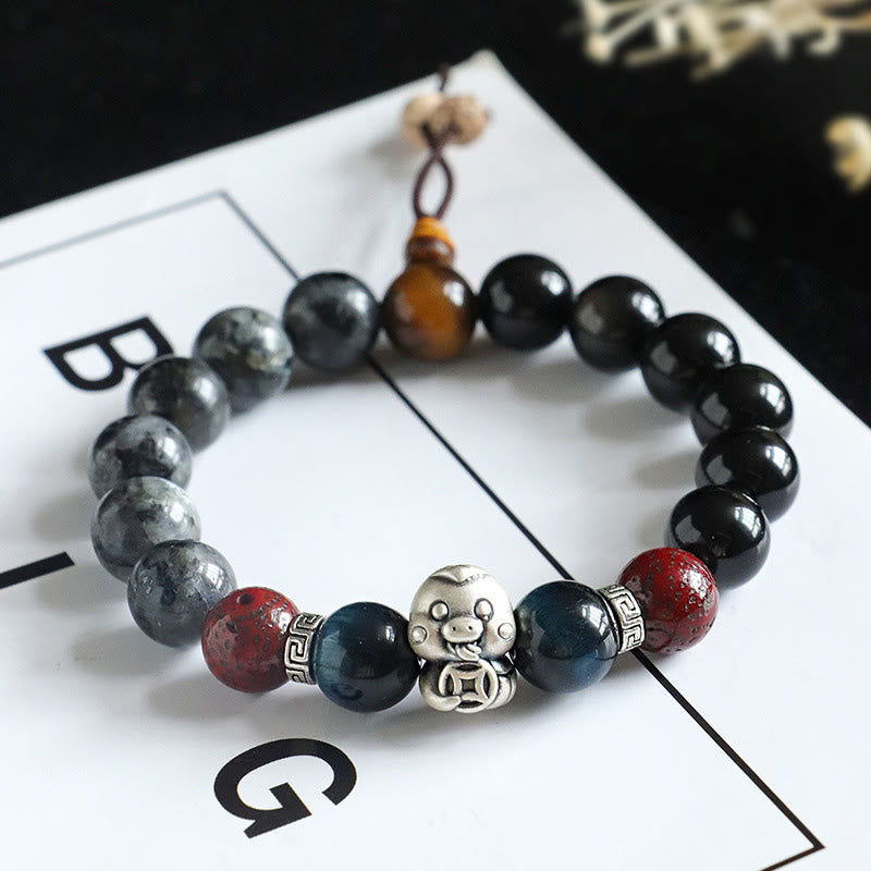 Black Onyx Fu Character Protection Bracelet