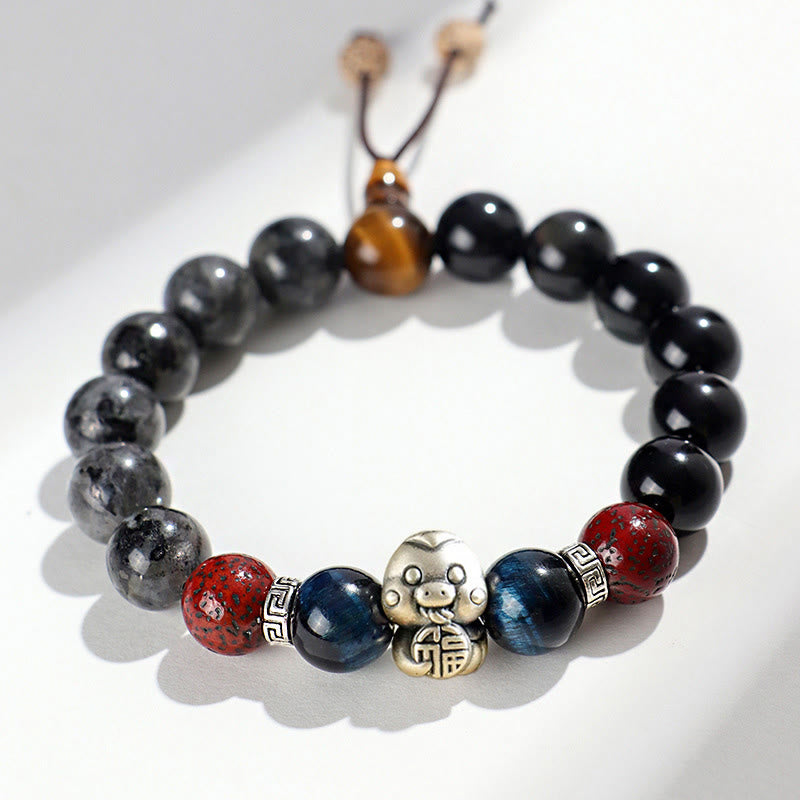 Black Onyx Fu Character Protection Bracelet