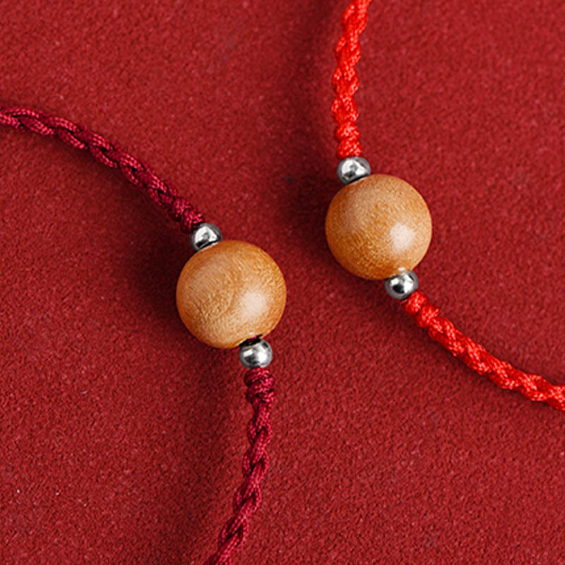 6mm Peach Wood Red String Protection Bracelet