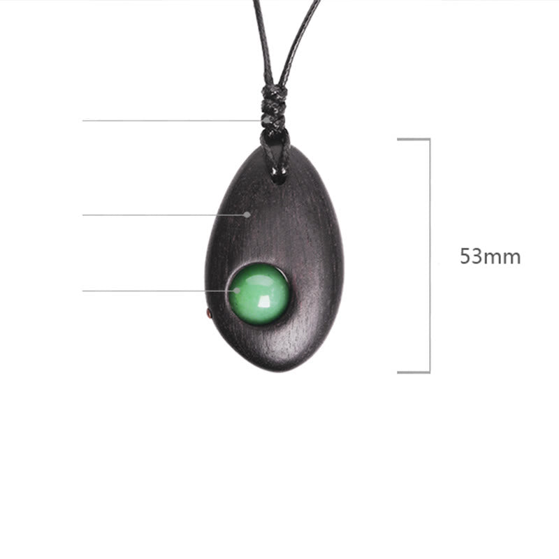 Ebony Wood Green Aventurine Peace Calm Necklace
