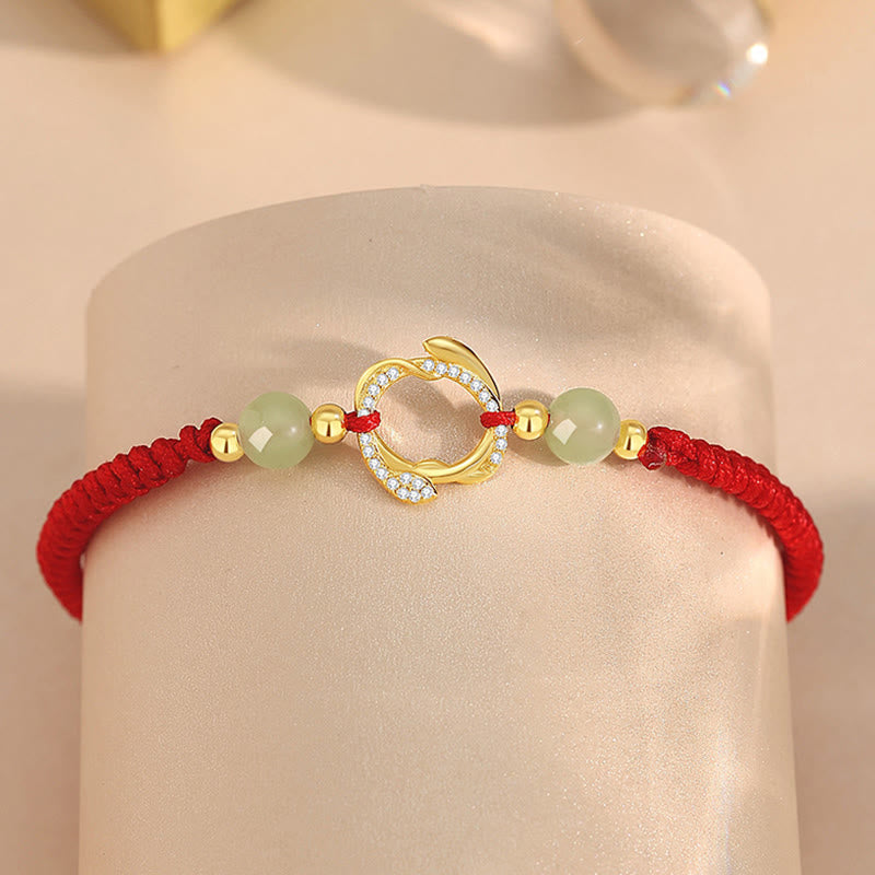 6mm Hetian Jade Red String Protection Bracelet Year of the Snake