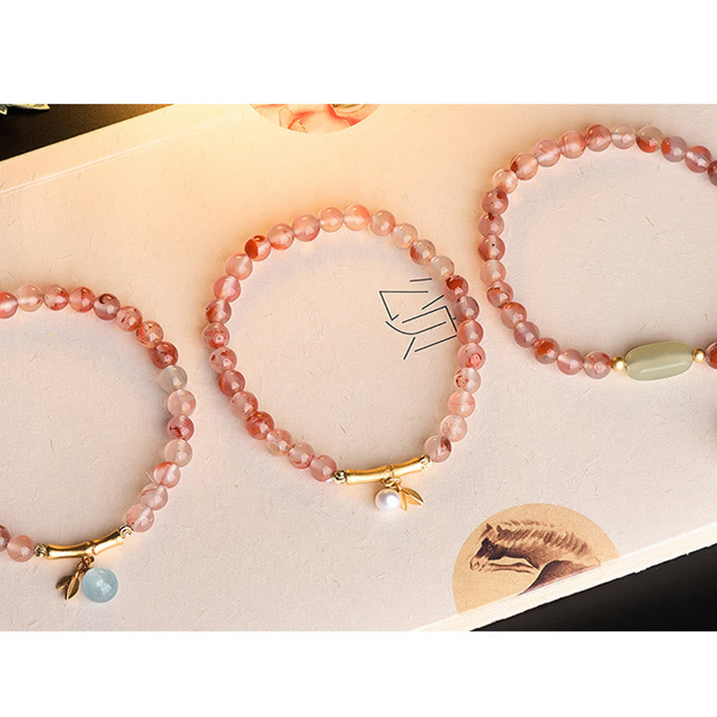 South Red Agate Hetian Jade 6mm Fortune Bracelet