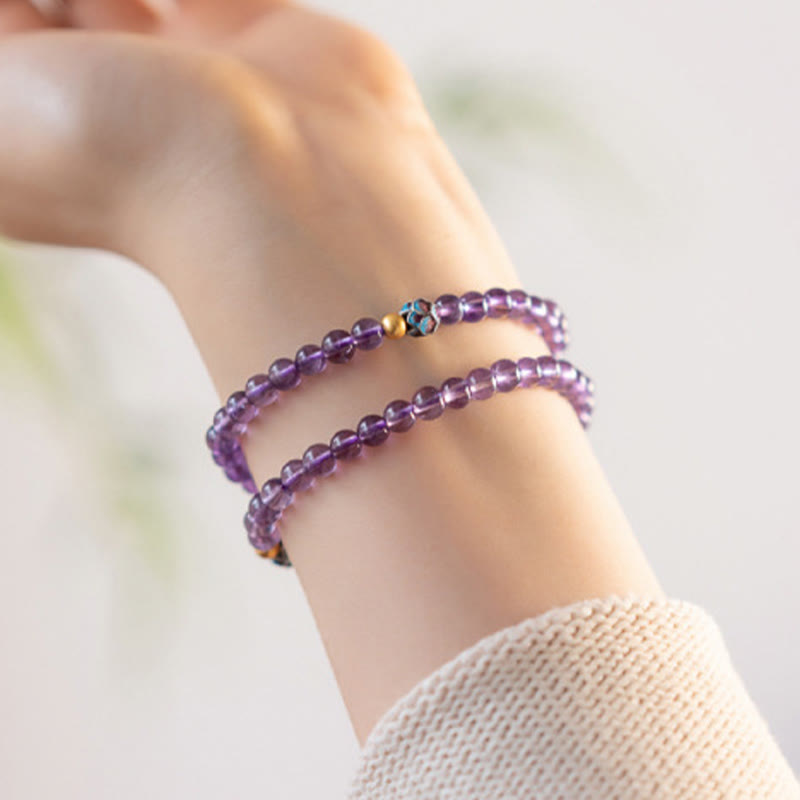 8mm Amethyst Lotus Spiritual Awareness Bracelet