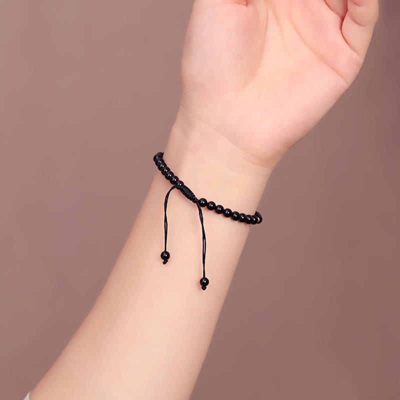 4mm Black Obsidian Protection Rope Bracelet