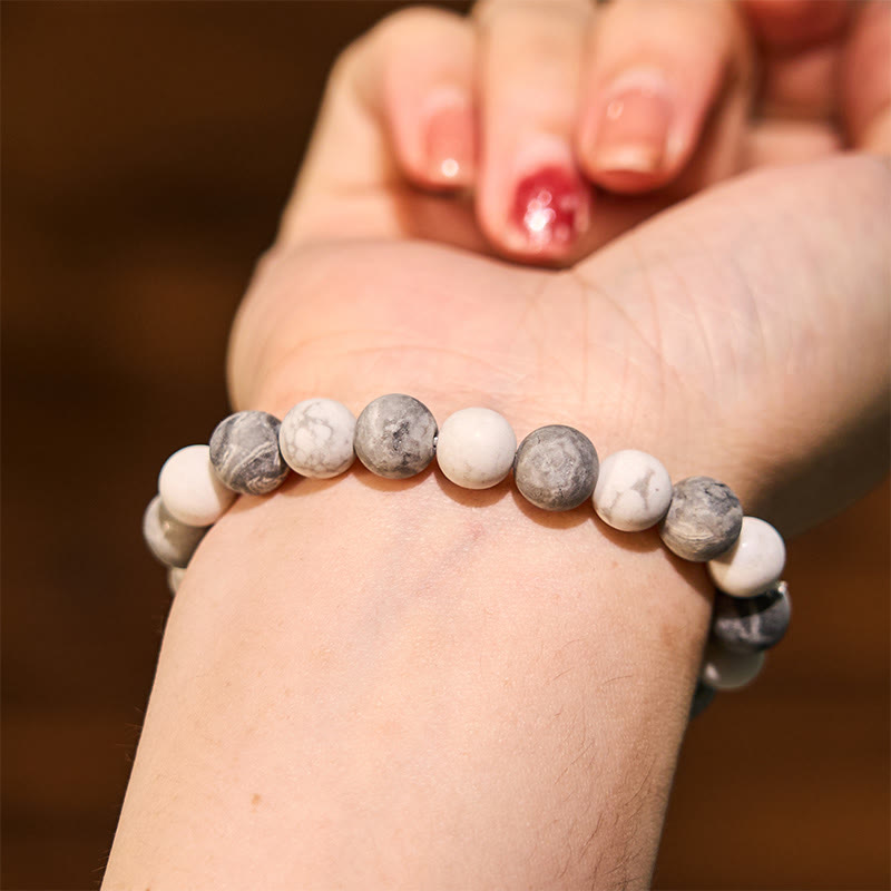 8mm Picasso Jasper White Turquoise Courage Bracelet