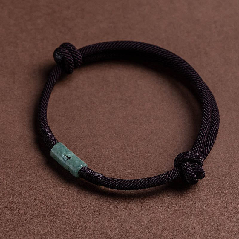 Unisex Adjustable Jade Luck Rope Bracelet for Protection & Good Fortune