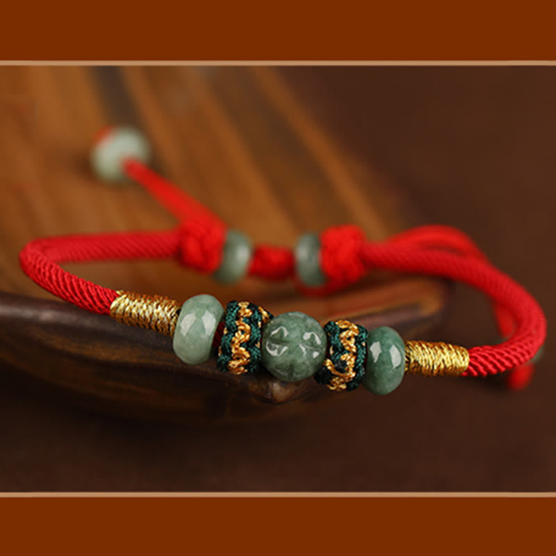 7.5mm Jade Abacus Bead Prosperity Bracelet Red String