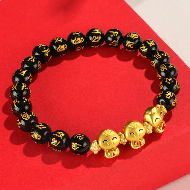 8mm Red Agate Snake Mantra Bracelet for Spiritual Growth