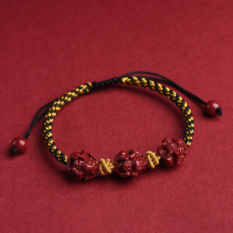 Cinnabar Chinese Zodiac Red String Bracelet for Luck & Protection