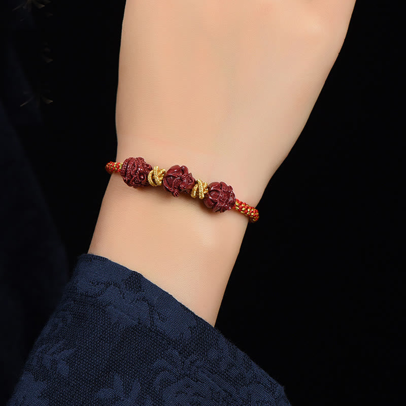 Cinnabar Chinese Zodiac Red String Bracelet for Luck & Protection