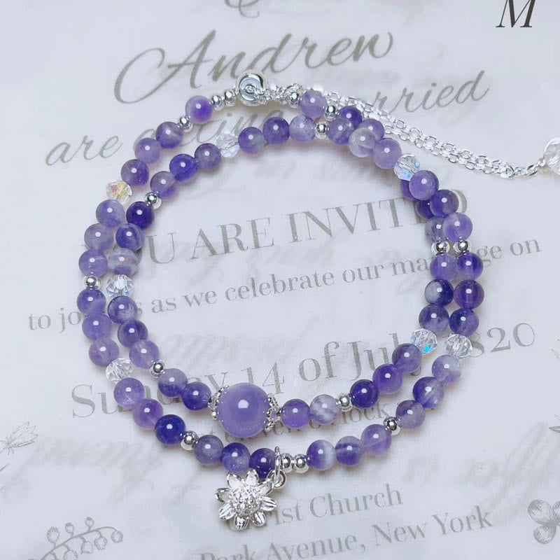 Bracelet double tour en cristal d'améthyste Spiritualité
