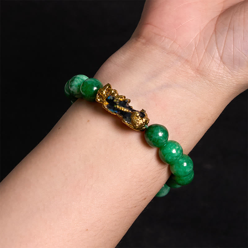 Bracelet de protection PiXiu en jade cyan de 10 mm