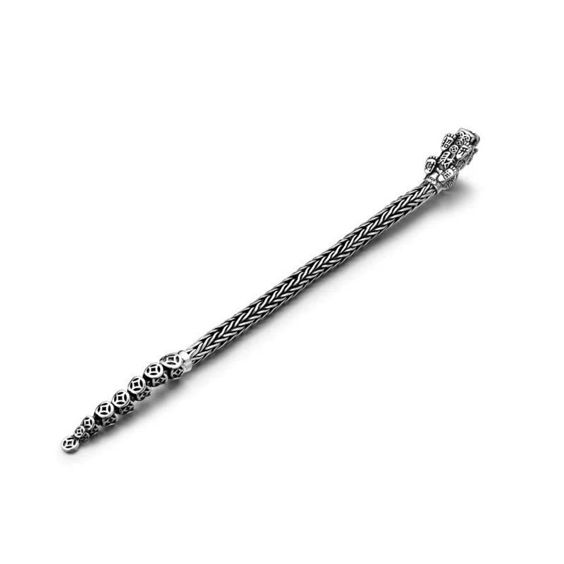 925 Sterling Silver PiXiu Wealth Bracelet with Copper Coins 19cm
