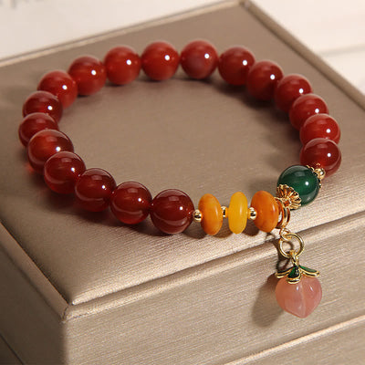 Bracelet d'acceptation de soi en agate rouge, ambre et pêche, 8 mm