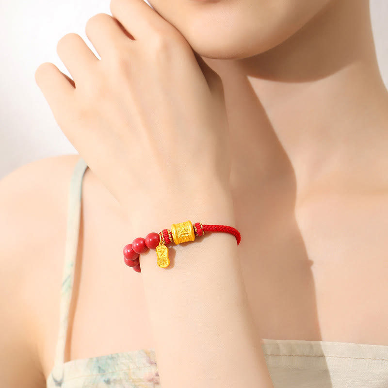 Cinnabar Om Mani Padme Hum Bracelet