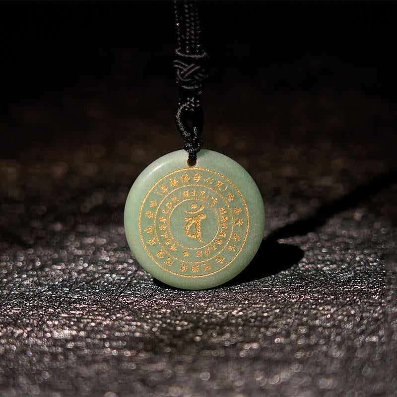 Obsidian Necklace with Sanskrit Mantra Pendant for Strength & Balance