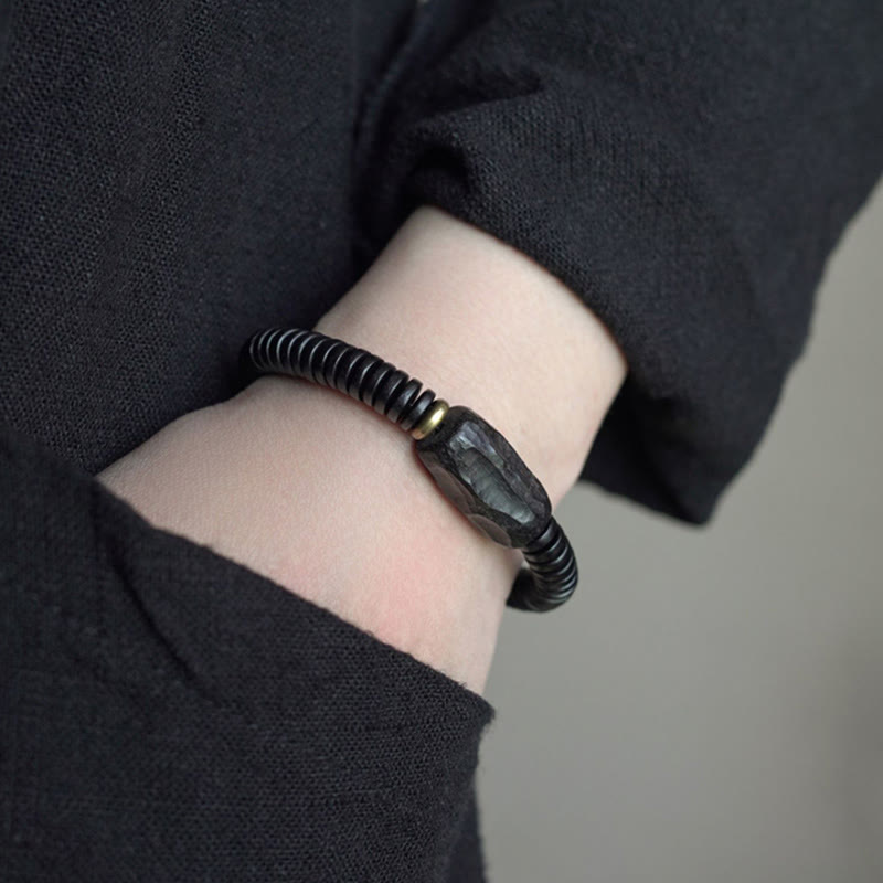 Bracelet d'équilibre classique en bois d'ébène troué de 8 mm pour la mise à la terre