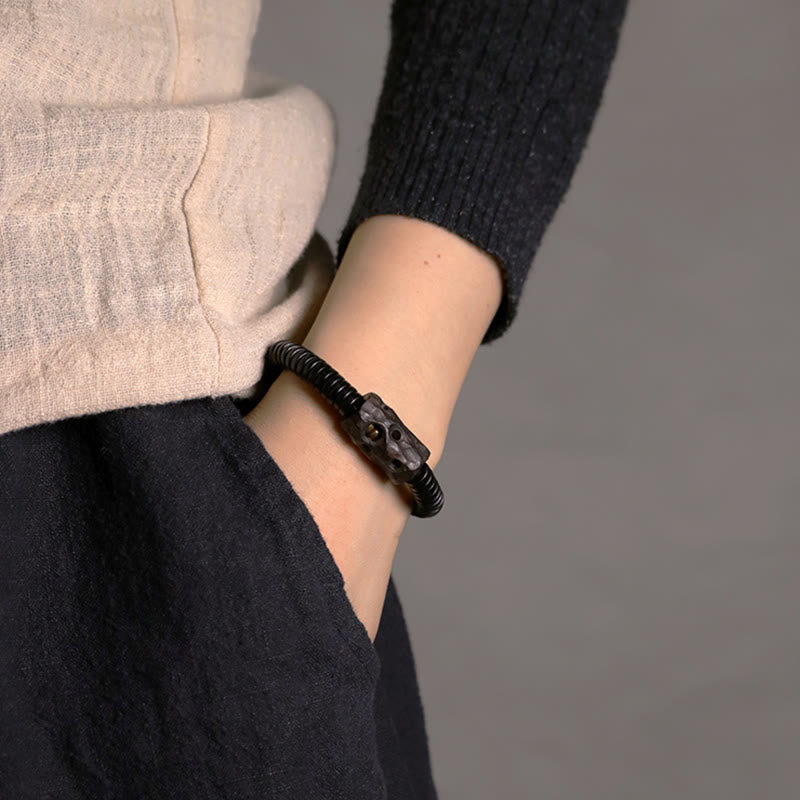Bracelet d'équilibre classique en bois d'ébène troué de 8 mm pour la mise à la terre