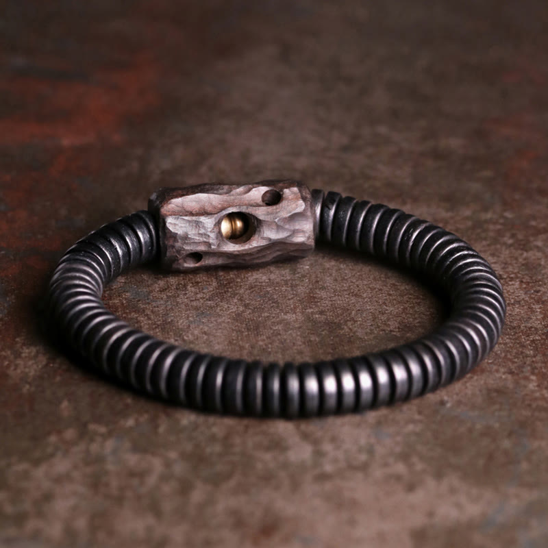 8mm Classic Ebony Wood Holey Balance Bracelet for Grounding