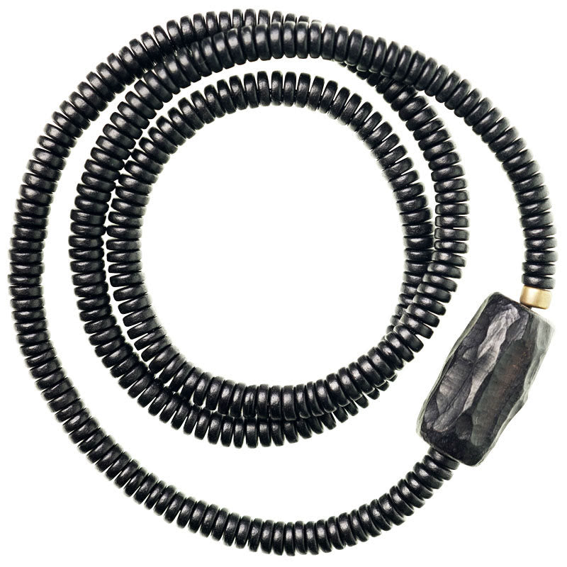 Ebony Wood Triple Wrap Bracelet for Balance & Calm 14-17.5cm