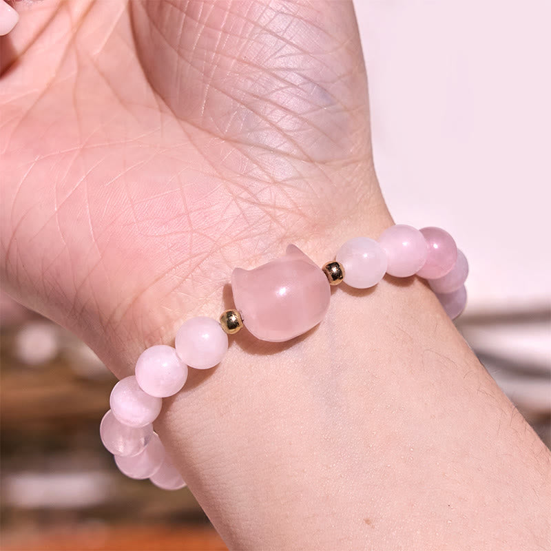 Multi-Stone Crystal Cat Head Bracelet for Healing