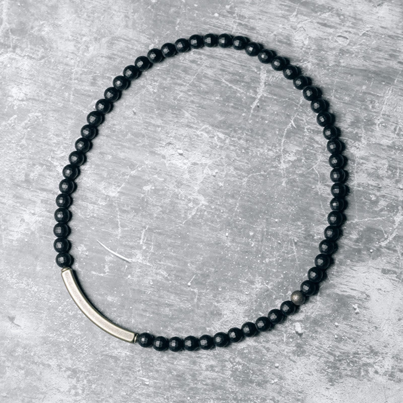 Bracelet de protection double tour en cuivre et onyx noir de 6 mm