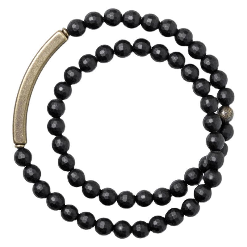 Bracelet de protection double tour en cuivre et onyx noir de 6 mm