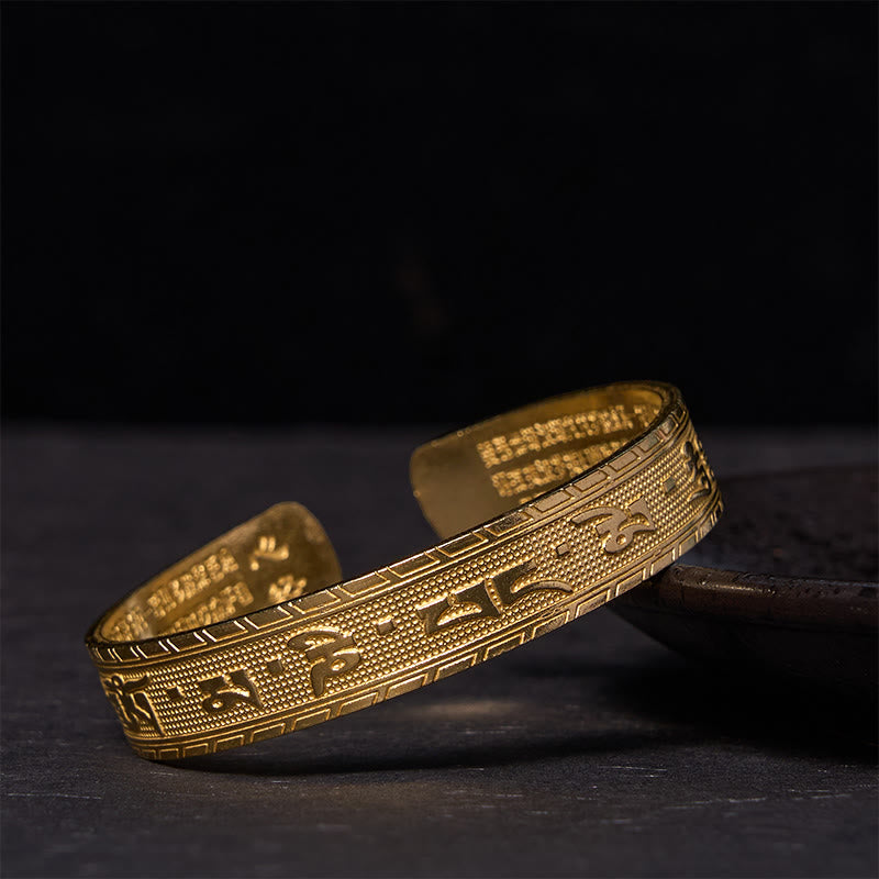 Polished Copper Om Mani Padme Hum Bracelet | Heart Sutra Wisdom