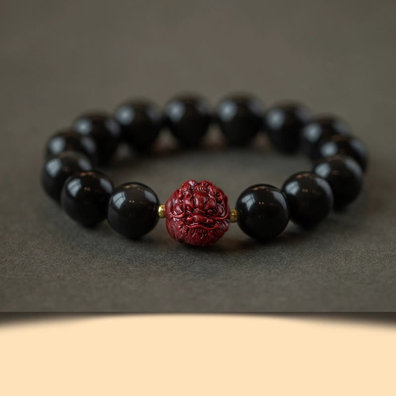 Bracelet de purification du zodiaque chinois en obsidienne noire de 10 mm