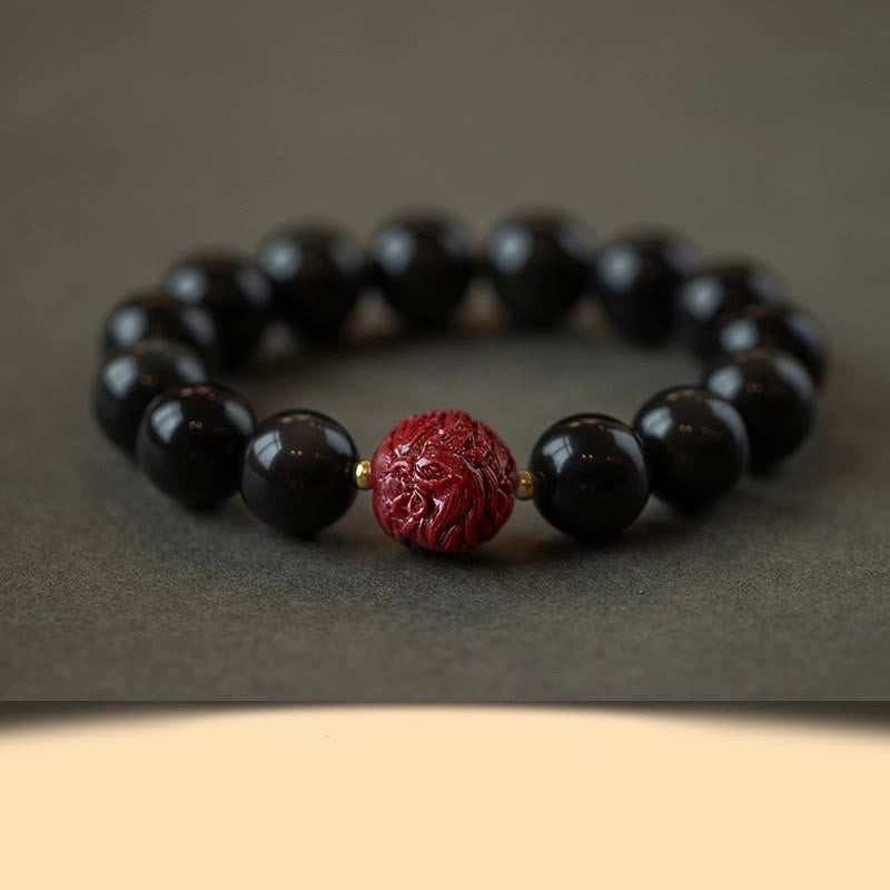 Bracelet de purification du zodiaque chinois en obsidienne noire de 10 mm