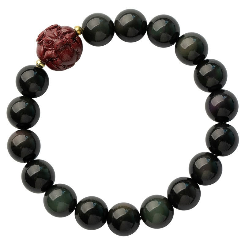 Bracelet de purification du zodiaque chinois en obsidienne noire de 10 mm