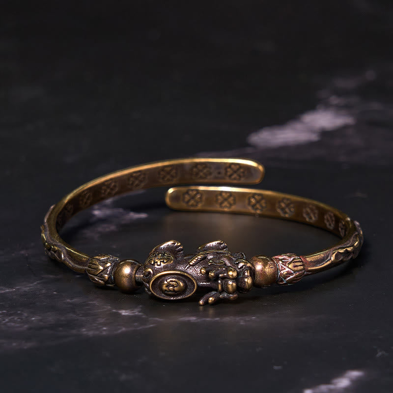 Adjustable Pi Xiu Copper Bracelet Bangle for Wealth & Luck